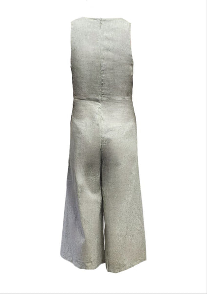 HoodLamb Women's Olive Culotte V-Neck Hemp Jumpsuit 420 NWT