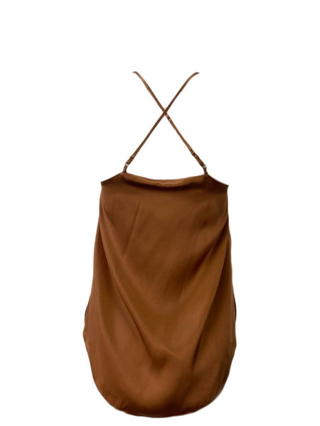 CAMI Women's Brown Racer Top #271 M NWT