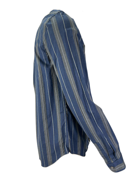 STEVEN ALAN Men's Blue Cropped Collar Striped Casual Shirt Sz S NWT