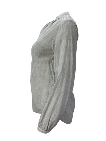 STEVEN ALAN Women's Gray Long Sleeve Striped Button Front Blouse Sz P NWT