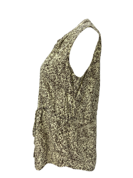 STEVEN ALAN Women's Beige Rosalie Sleeveless Button Front Blouse NWT
