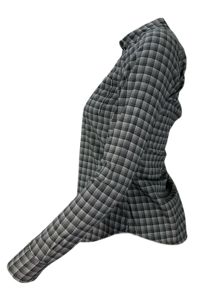 STEVEN ALAN Women's Black Reverse Seam Plaid Casual Shirt Sz P NWT