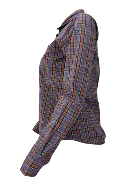 STEVEN ALAN Women's Blue Reverse Seam Plaid Casual Shirt NWT