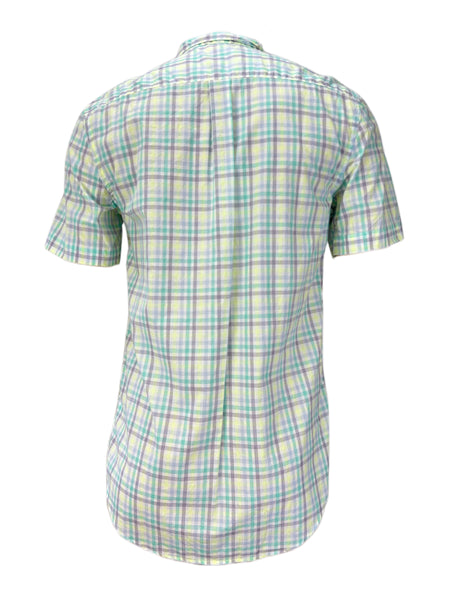 STEVEN ALAN Men's Multicolor Cropped Collar Striped Casual Shirt Sz S NWT