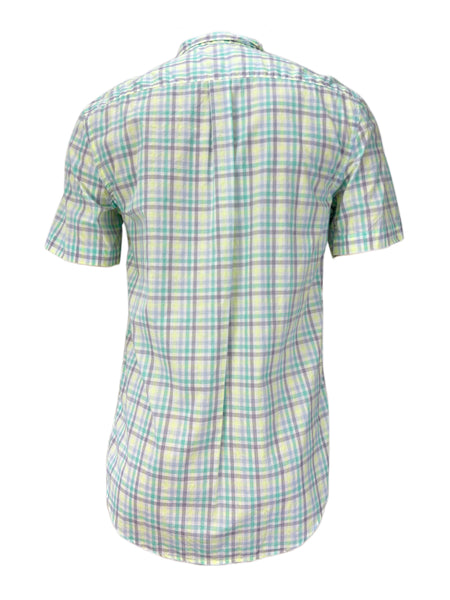 STEVEN ALAN Men's Multicolor Cropped Collar Striped Casual Shirt Sz S NWT
