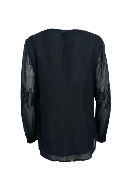 ECRU Women's Black V-Neck Casual Blouse #3127 S NWT