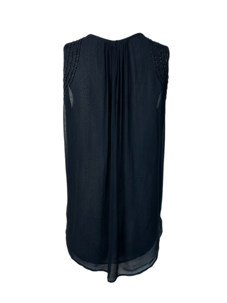 ECRU Women's Black Casual Beaded Top #3131 S NWT