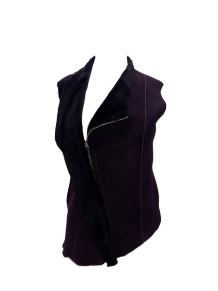 EMERSON Women's Purple Suede Fur Waiscoat #3201 S NWT