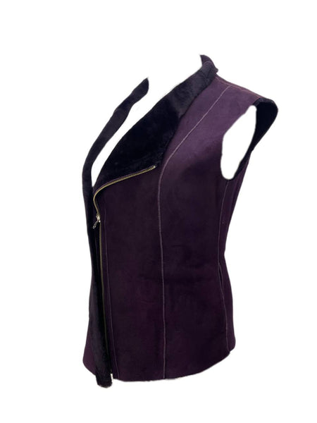 EMERSON Women's Purple Suede Fur Waiscoat #3201 S NWT