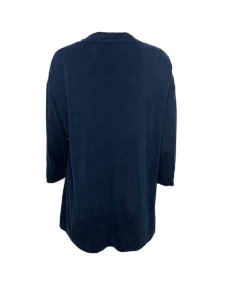 ECRU Women's Navy Suede Cupro Lightweight Cardigan #3202 S NWT