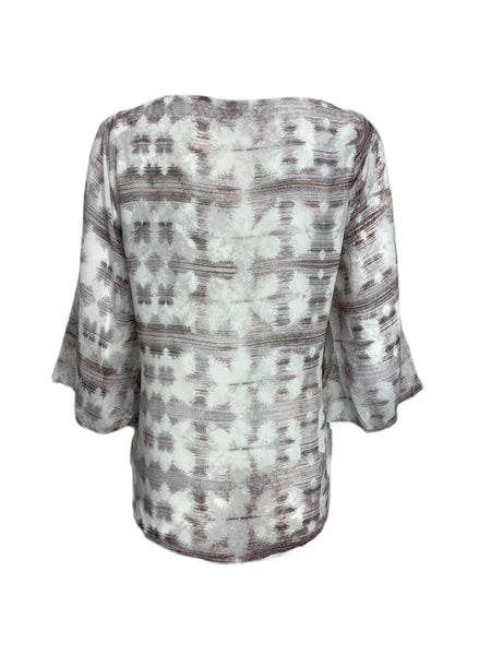 ECRU Women's Grey 3/4 Sleeve Casual Blouse #3236 S NWT