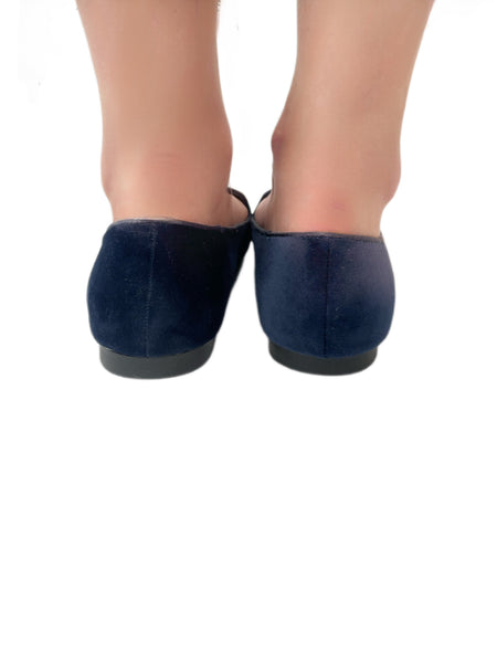 SCOTCH&SODA Womens Navy Velvet Embroidered Bee Flats #33 6 NWB