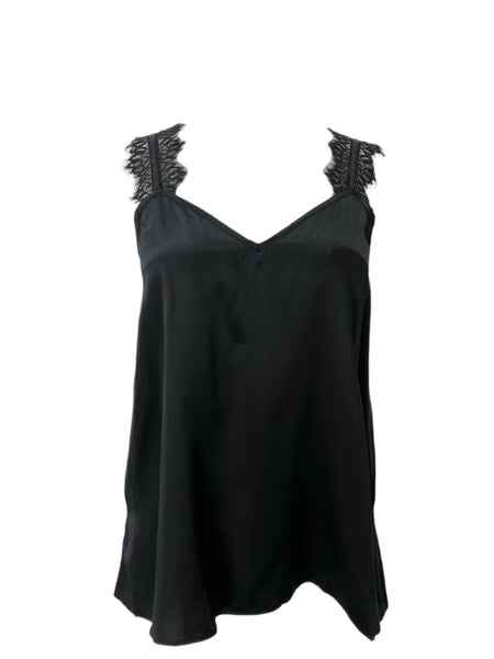 CAMI Women's Black Casual V-Neck Top #368 XS NWT