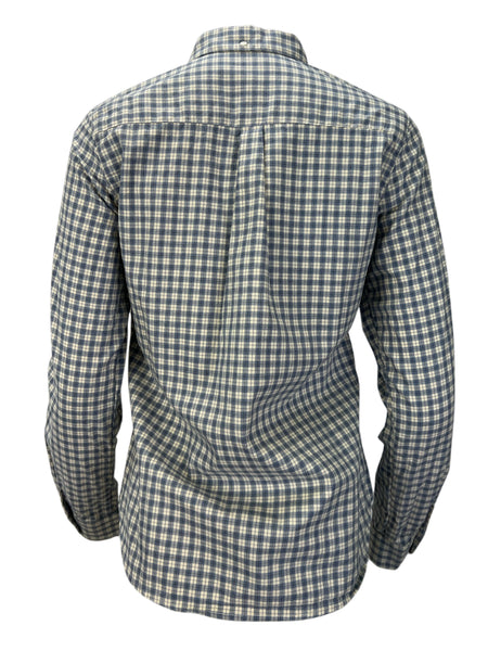 STEVEN ALAN Women's Navy Single Needle Plaid Casual Shirt NWT