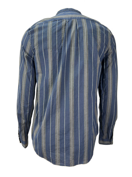 STEVEN ALAN Men's Blue Cropped Collar Striped Casual Shirt Sz S NWT