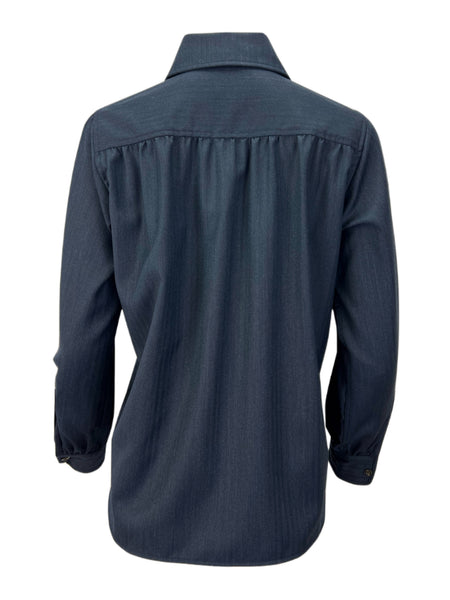 STEVEN ALAN Women's Navy Long Sleeve Casual Shirt Sz P NWOT