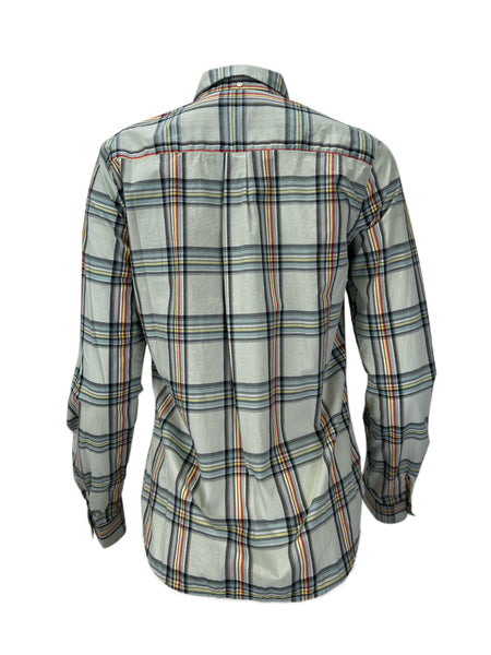 STEVEN ALAN Women's Blue Single Needle Plaid Casual Shirt Sz M NWT