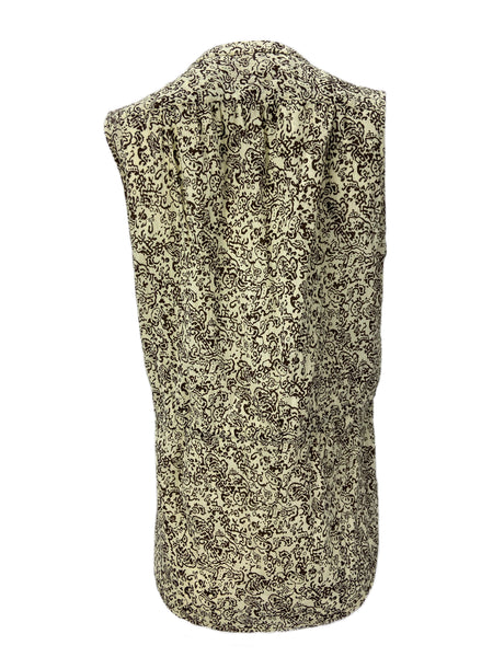 STEVEN ALAN Women's Beige Rosalie Sleeveless Button Front Blouse NWT
