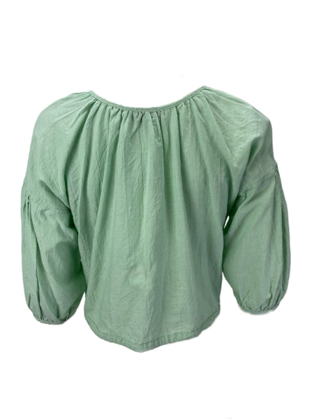 STEVEN ALAN Women's Turquoise Suzie Half Sleeve Short Blouse Sz S NWT