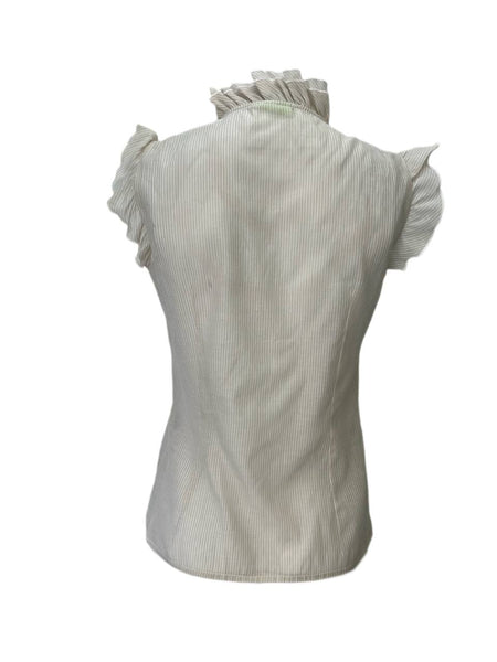 ELIZABETH MCKAY Women's Beige Stripe Shirt #4036 NWT