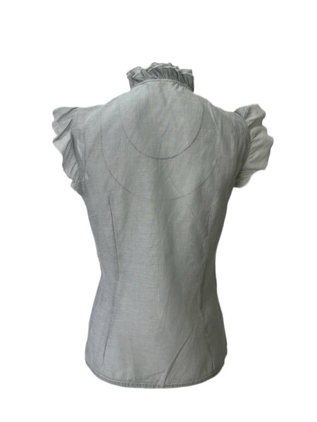 ELIZABETH MCKAY Women's Black White Stripe Shirt #4063 NWT