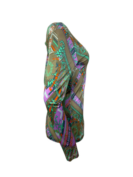 VERSACE COLLECTION Women's Khaki Verde Jersey Top #G30964 48 NWT