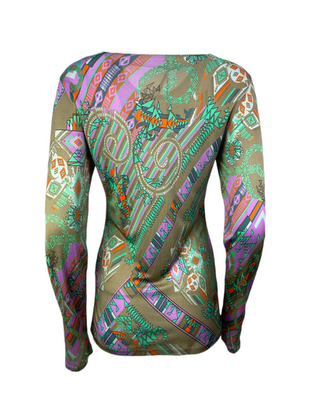 VERSACE COLLECTION Women's Khaki Verde Jersey Top #G30964 48 NWT