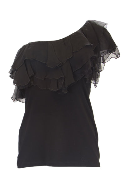 ANALILI Women's One Shoulder Silk Ruffle Accent Top 48505 $165 NEW
