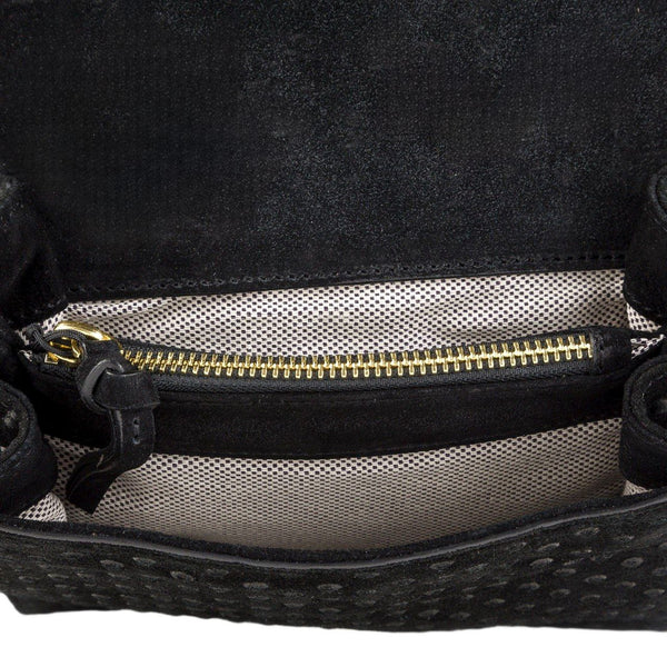 DIANE VON FURSTENBERG Black Foil Jenny Small Crossbody Suede Bag $395 NWT