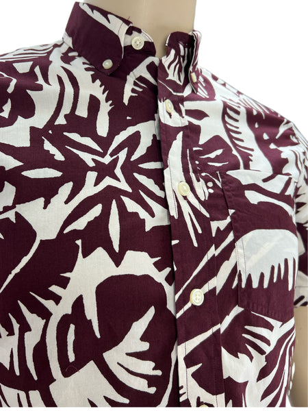 CLUB MONACO Men's Nude Wildberry Palm Floral Short Sleeve Shirt Sz XXS NWT