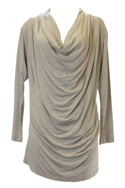 ANALILI Women's Gathered Front 3/4 Sleeve Cowl Neck Top $145 NWT