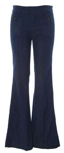 RAVEN Women's Blue Denim Bliss Wash Kaela Mid Rise Flared Jeans Sz 27 NWT