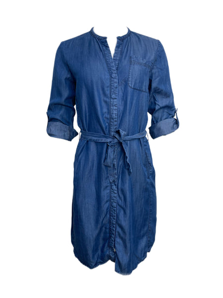 ECRU Women's Indigo Tie Waist Cuffed Sleeves Dress #6029 S NWT
