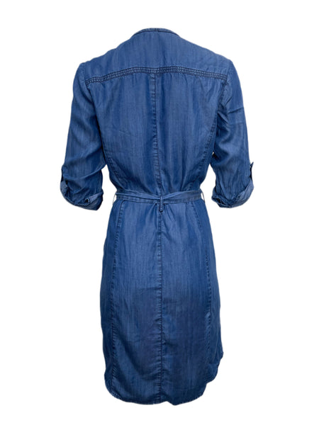 ECRU Women's Indigo Tie Waist Cuffed Sleeves Dress #6029 S NWT