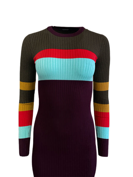 SCOTCH & SODA Women's Multicoloured Midi Rib Knit Dress #675 NWT