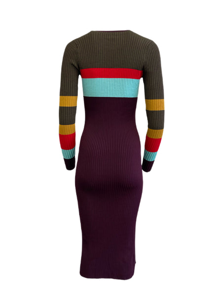 SCOTCH & SODA Women's Multicoloured Midi Rib Knit Dress #675 NWT