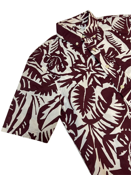 CLUB MONACO Men's Nude Wildberry Palm Floral Short Sleeve Shirt Sz XXS NWT