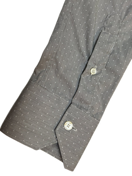 XACUS Camicia Men's Gray Long Sleeve Polka Dot Dress Shirt Sz 15.5X39 NWT