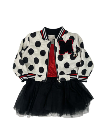 PIPPA & JULIE Disney Baby Girl's Black Ivory 3 Piece Set Dress #700 6-9M NWT
