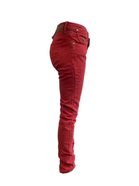 Maison Scotch Women's Burgundy Skinny Low Rise Pants #725 27/32 NWT