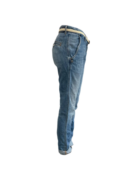 MAISON SCOTCH Women's Blue Belted Chino Jeans #737 25/32 NWT