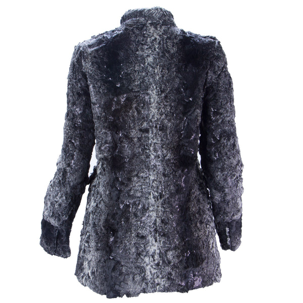 STEVIE MAC Women's Platinum Faux Fur/Sequin Coat #7400 $395 NWT
