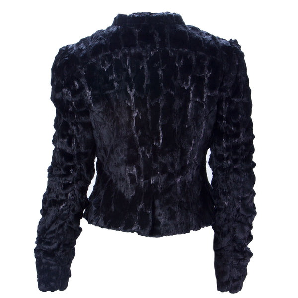 STEVIE MAC Women's Black Faux Fur/Sequin Cropped Coat #7401 $395 NWT