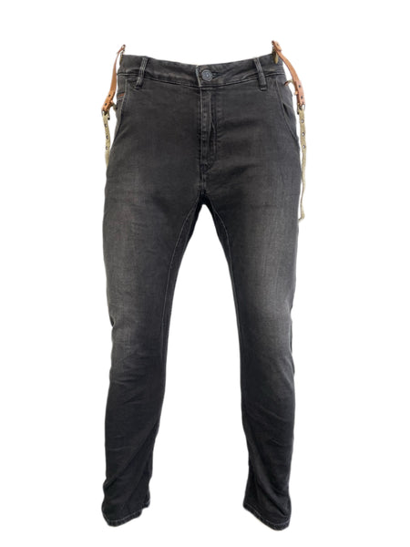 MAISON SCOTCH Men's Grey Tapered Suspenders Jeans #745 NWT