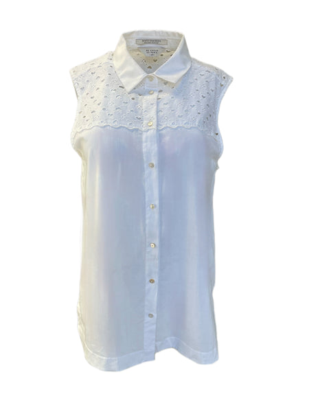 SCOTCH & SODA Women's White Button Front Sleeveless Collared Top #756 NWT