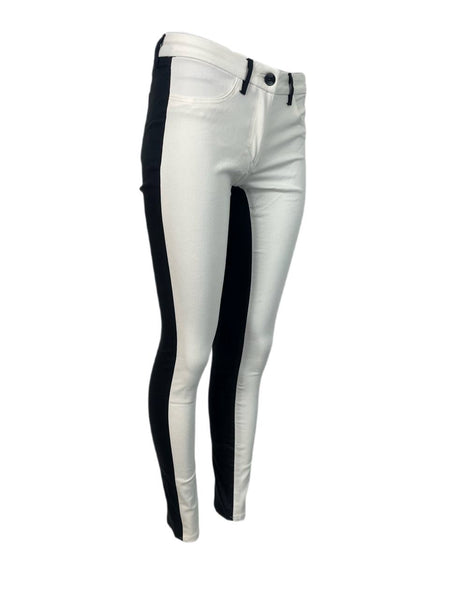 3X1 Women's White Black Contrast Zip Jeans #777 27 NWOTT