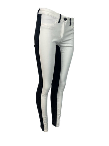 3X1 Women's White Black Contrast Zip Jeans #777 27 NWOTT