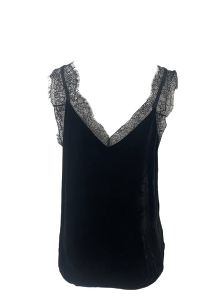 CAMI Women's Black Casual Velvet Sleeveless Top #785 XS NWT