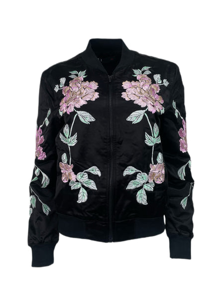 3X1 Women's Black Zip Up Satin Jacket #797 M NWT