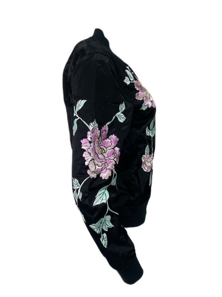 3X1 Women's Black Zip Up Satin Jacket #797 M NWT